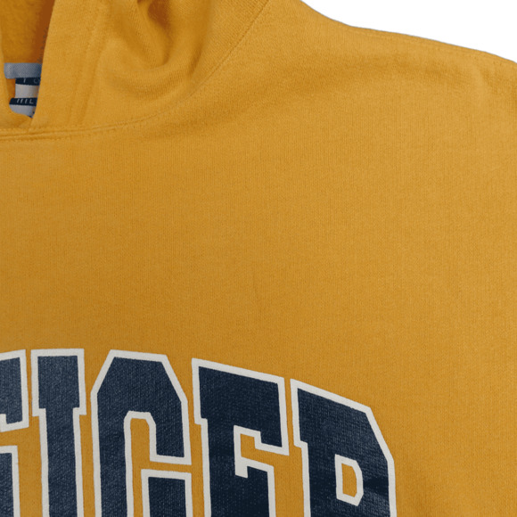 Vintage Tommy Hilfiger Sweater Adult LARGE Yellow Hoodie Spell Out Sweatshirt - Picture 7 of 9
